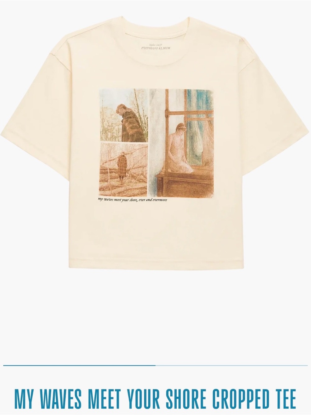 Taylor Swift Cream Graphic Cropped Tee